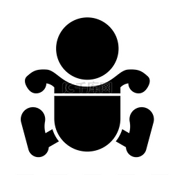 护理小图标图片_蹒跚学步的男孩与尿布黑色图标。