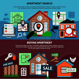 广告房地产图片_平面房地产组合与公寓搜索和购买