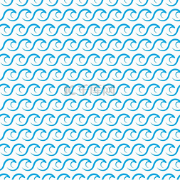 蓝色北欧地毯图片_蓝色的海洋和海浪无缝模式。