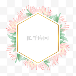 蓝色淡雅边框图片_普罗蒂亚花卉水彩粉色淡雅边框