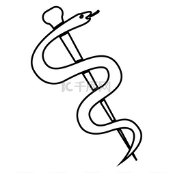 药店标志图图片_Caduceus 或 Asclepius 符号图标的工作