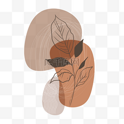 棕色画作抽象画线几何植物