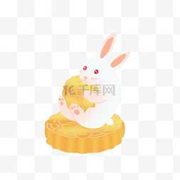 中秋国庆促销吊旗图片_中秋中秋节吃月饼的兔子