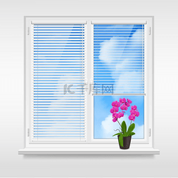 蓝天背景图片图片_家居窗户设计理念带有水平百叶窗