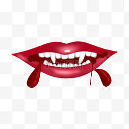 嘴唇牙齿吸血鬼卡通红色血滴
