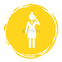 女白色衣服图片_矢量商务女性白色轮廓黄色圆圈框
