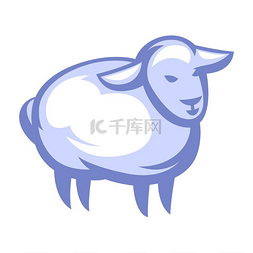 羊标志插图图片_风格化绵羊的插图天然产品的图标