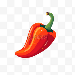 红色甜椒图片_卡通蔬菜红辣椒甜椒扁平手绘