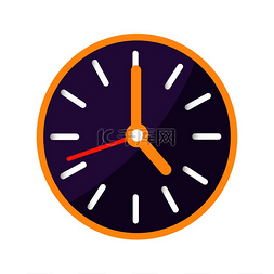 时钟的小图片_在白色背景上孤立的紫色表盘矢量