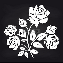 黑板画素材图片_黑板上的玫瑰花布什。