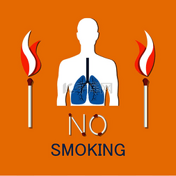 吸烟的海报图片_禁烟海报人肺横幅矢量插图器官由