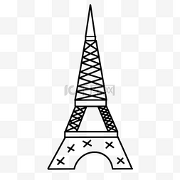 埃菲尔铁塔线条图片_创意黑白单色涂鸦埃菲尔铁塔