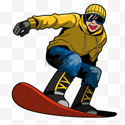 运动的男人单板滑雪卡通