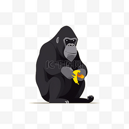 一只正在吃香蕉的猩猩