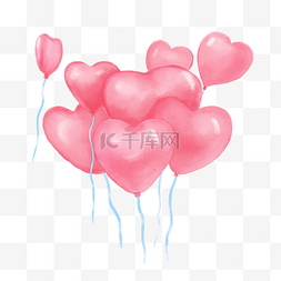 婚礼气球图片_水彩风格粉色心形气球