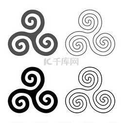 Triskelion 或 triskele 符号图标设置灰