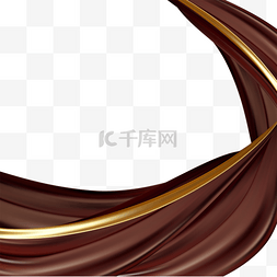 巧克力抽象丝绸绸缎边框金棕色