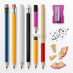 铅笔套装图片_铅笔模型逼真的彩色木制石墨铅笔