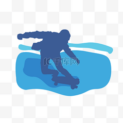 滑板运动男孩剪影