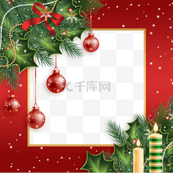 矢量光效背景图片_圣诞节红色正方形twibbon边框