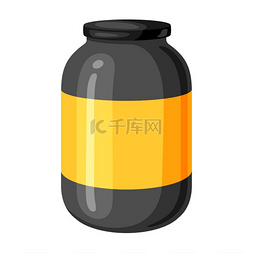 锻炼饮食图片_运动营养罐的插图。