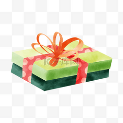 节日礼物绿盒礼盒丝带创意卡通绘