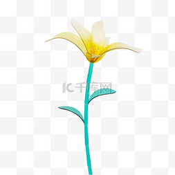 3D玻璃花黄色花朵