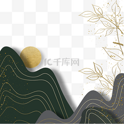 日出东方传统金色花纹背景图案