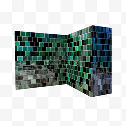 3d立体墙壁图片_3D立体绿色马赛克墙墙壁