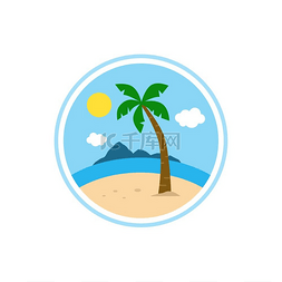 云山矢量图片_海滩时间的热带岛屿暑假海滩时间