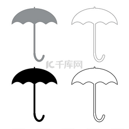 热烈开放的花图片_雨伞图标插图灰色和黑色雨伞图标