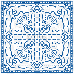 葡萄牙传统图案花砖蓝色阿兹勒赫