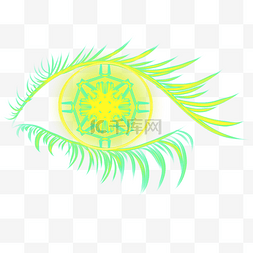 绿色科技背景图片_眼睛光效黄绿色抽象瞳孔