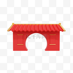 中式拱门头图片_3DC4D立体新年拱门门楼