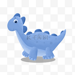 水彩蓝色恐龙怪物