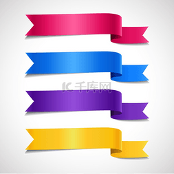 广告紫色背景图片_彩色装饰箭头缎带套装一套彩色装