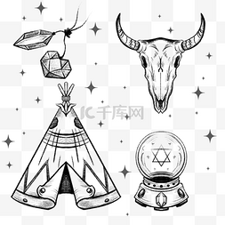 设计安图片_印第安波西米亚水晶球羊头帐篷宝