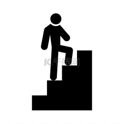 一个男人爬楼梯图标。