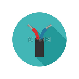 电线电缆手绘图片_电缆图标。带有长长的阴影的电线