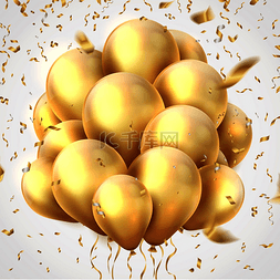 生日气球3d图片_金色的气球。