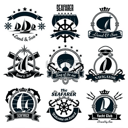 徽章丝带框图片_用于游艇俱乐部、帆船运动或海上