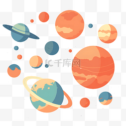 行星扁平图片_卡通宇宙星球星系扁平