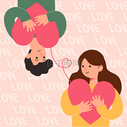 爱情的夫妻图片_大的孤立漫画：恋爱中的女孩和男