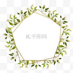 婚礼金枝树叶边框美丽装饰