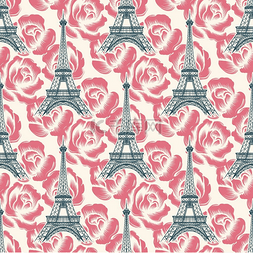 巴黎半岛图片_复古埃菲尔铁塔无缝模式。