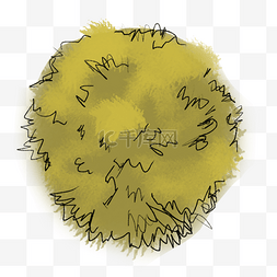 黄色简约灌木树顶俯视角度简笔画