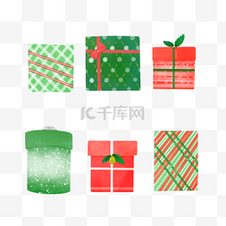 绿色礼物盒圣诞节图片_圣诞节水彩礼物盒