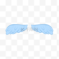 蓝色水彩卡通漂亮羽毛翅膀天使翅