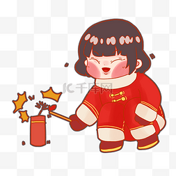 春节福娃福娃图片_新年放鞭炮福娃