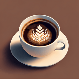 一杯咖啡裱花咖啡